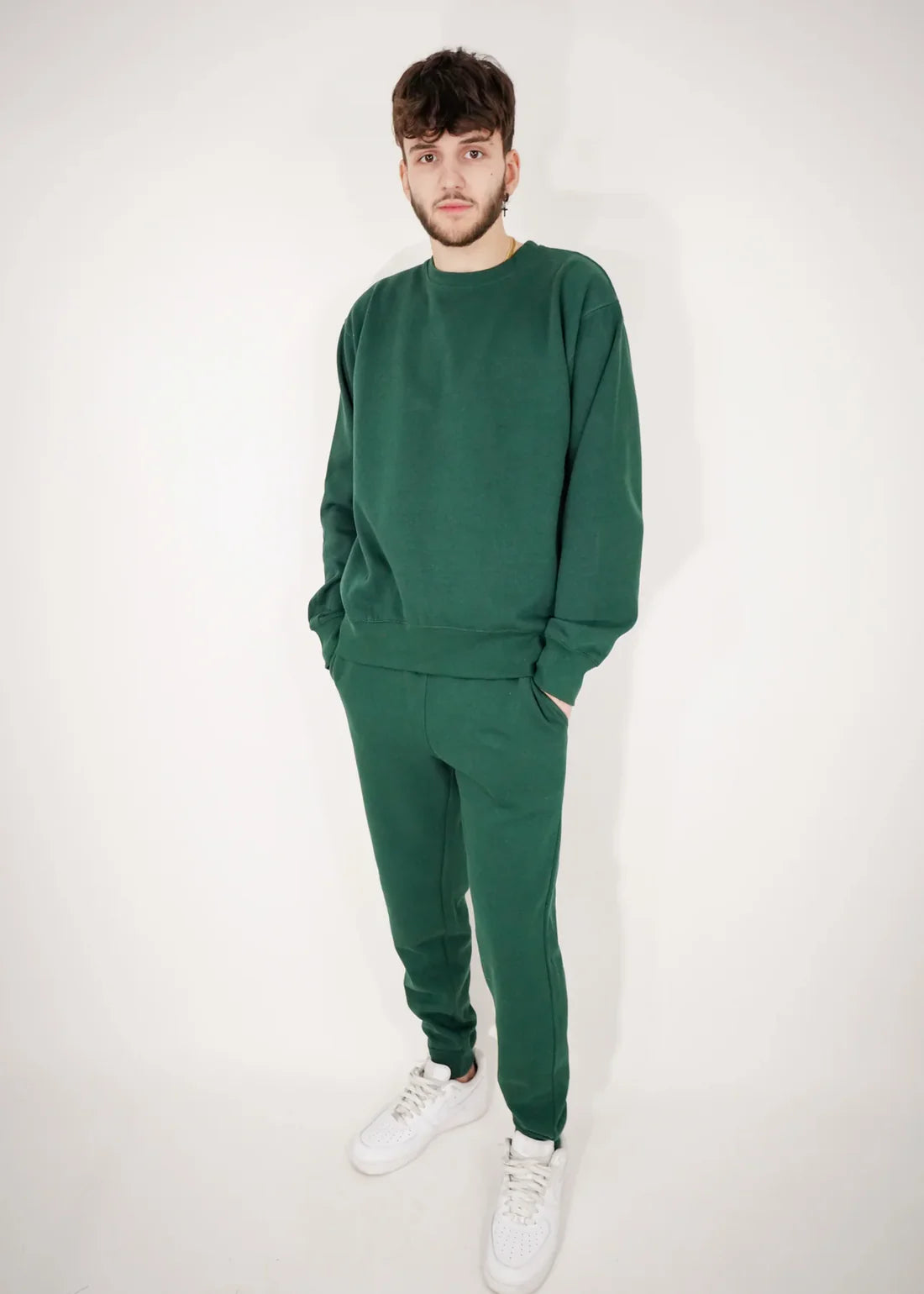 Blank Hunter Green Crew Set