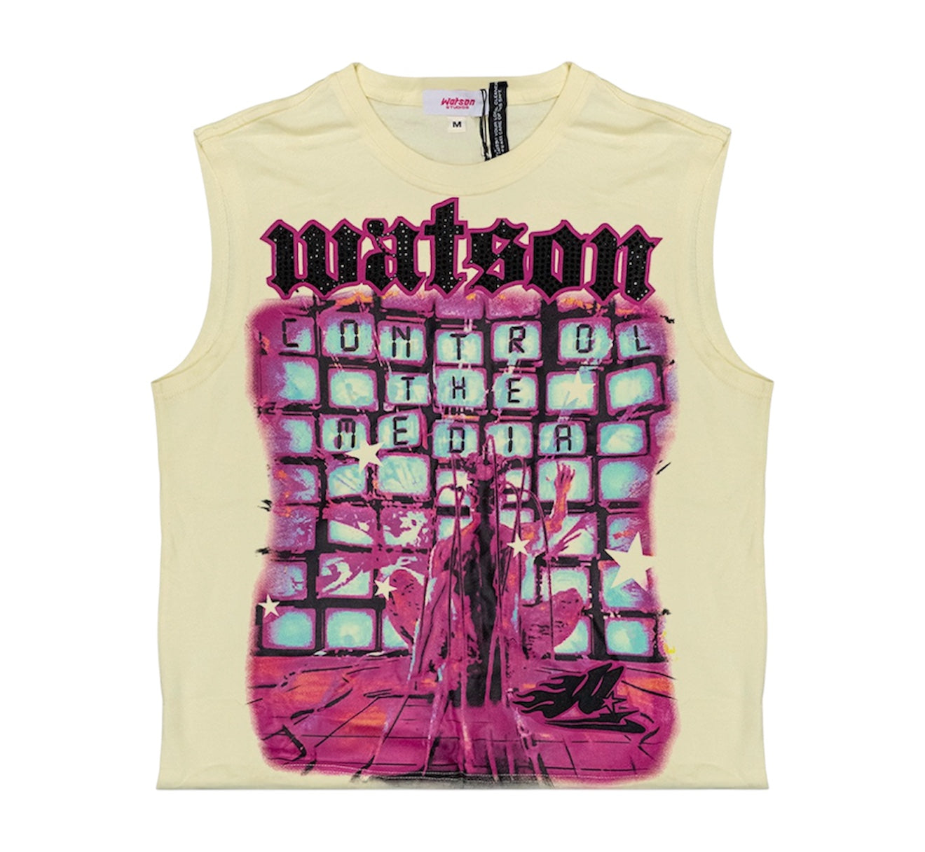 WATSON Control The Media Cutoff T-shirt (Cream)