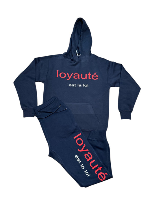 loyaute' Enormous Logo Jogger Set (Navy)