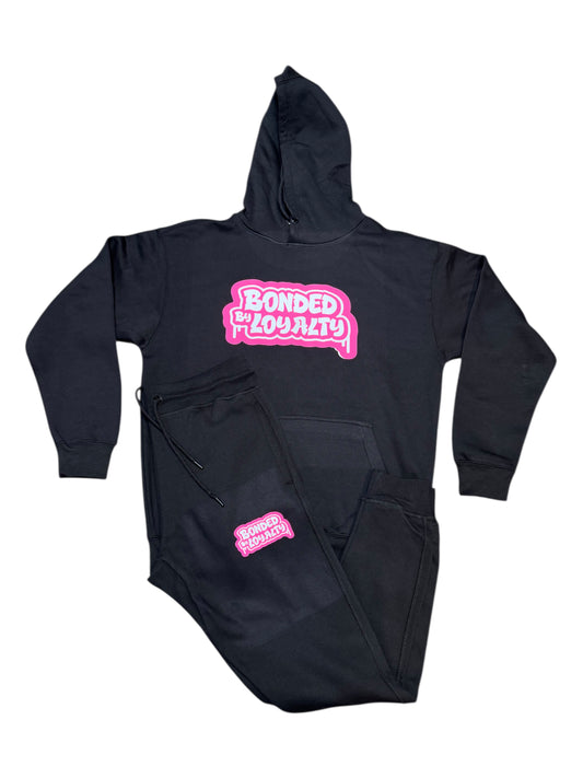 Bonded By Loaylty Banner Logo Jogger Set (Black&Pink)