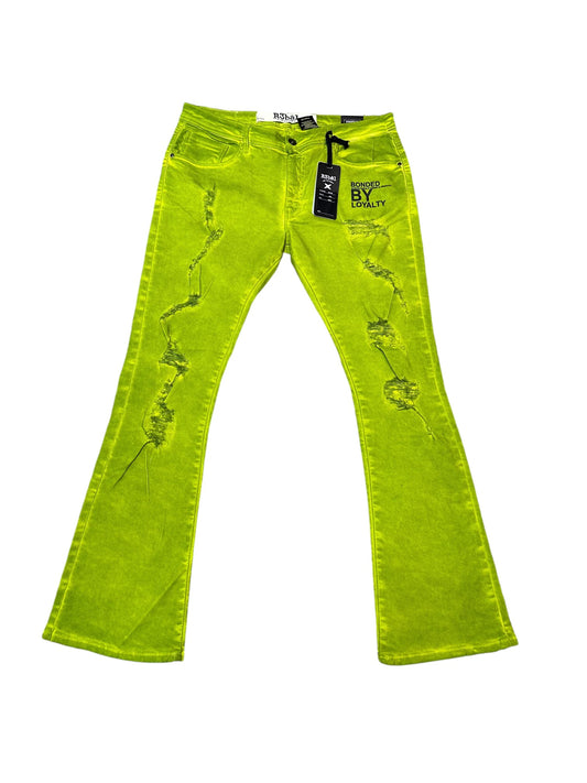 BondedByLoyalty Stacked Jeans (Lime)