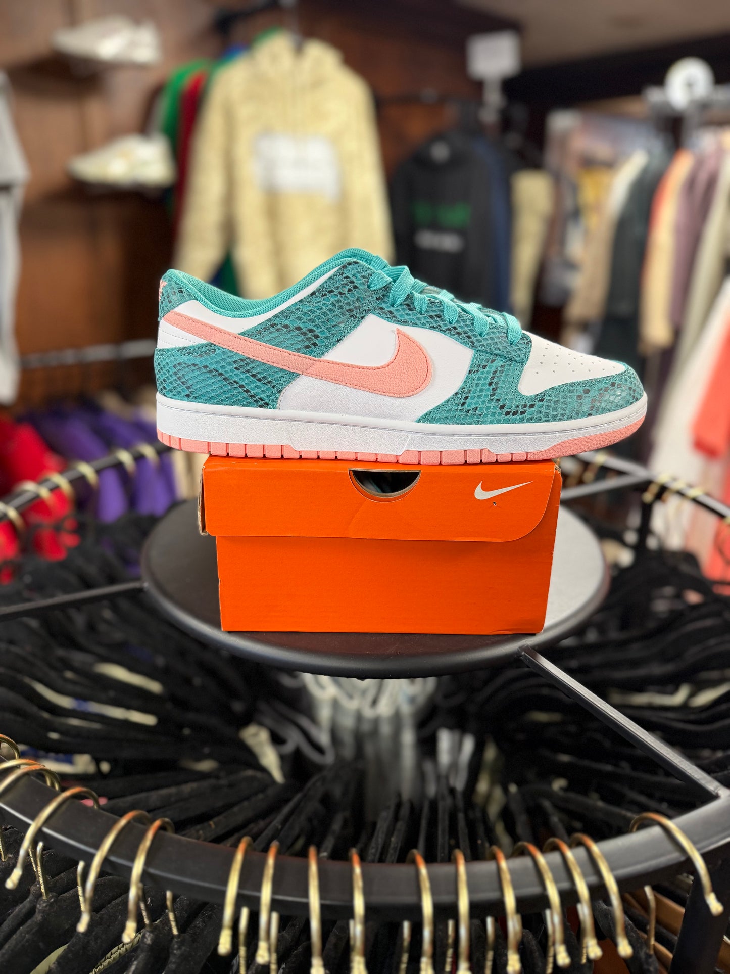 Nike Dunk Low Snakeskin Washed Teal Bleached Coral